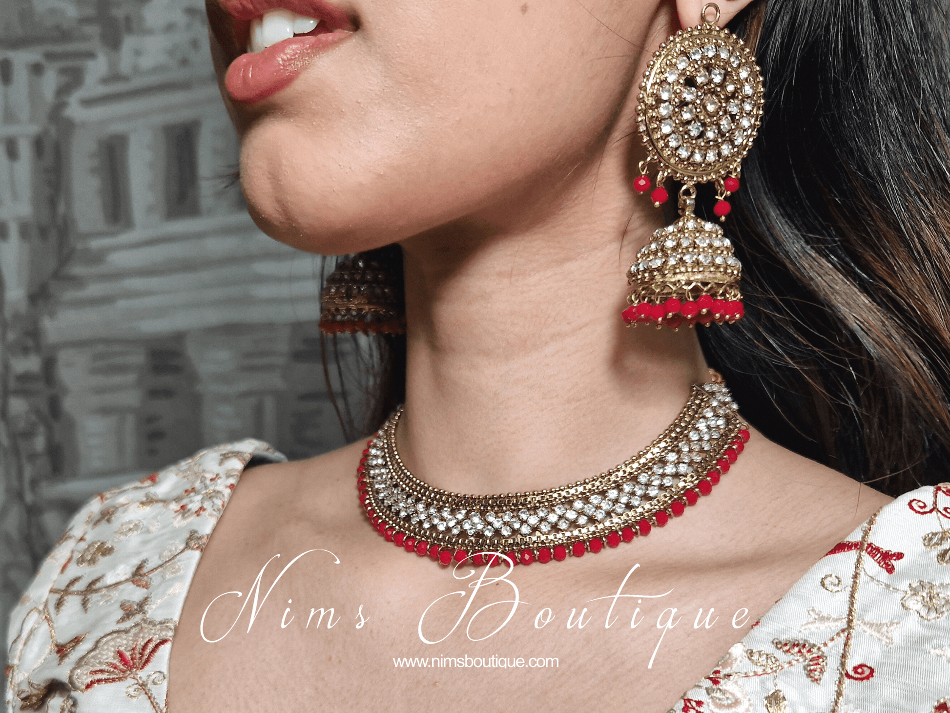 Nims Boutique Royal Red Statement Necklace