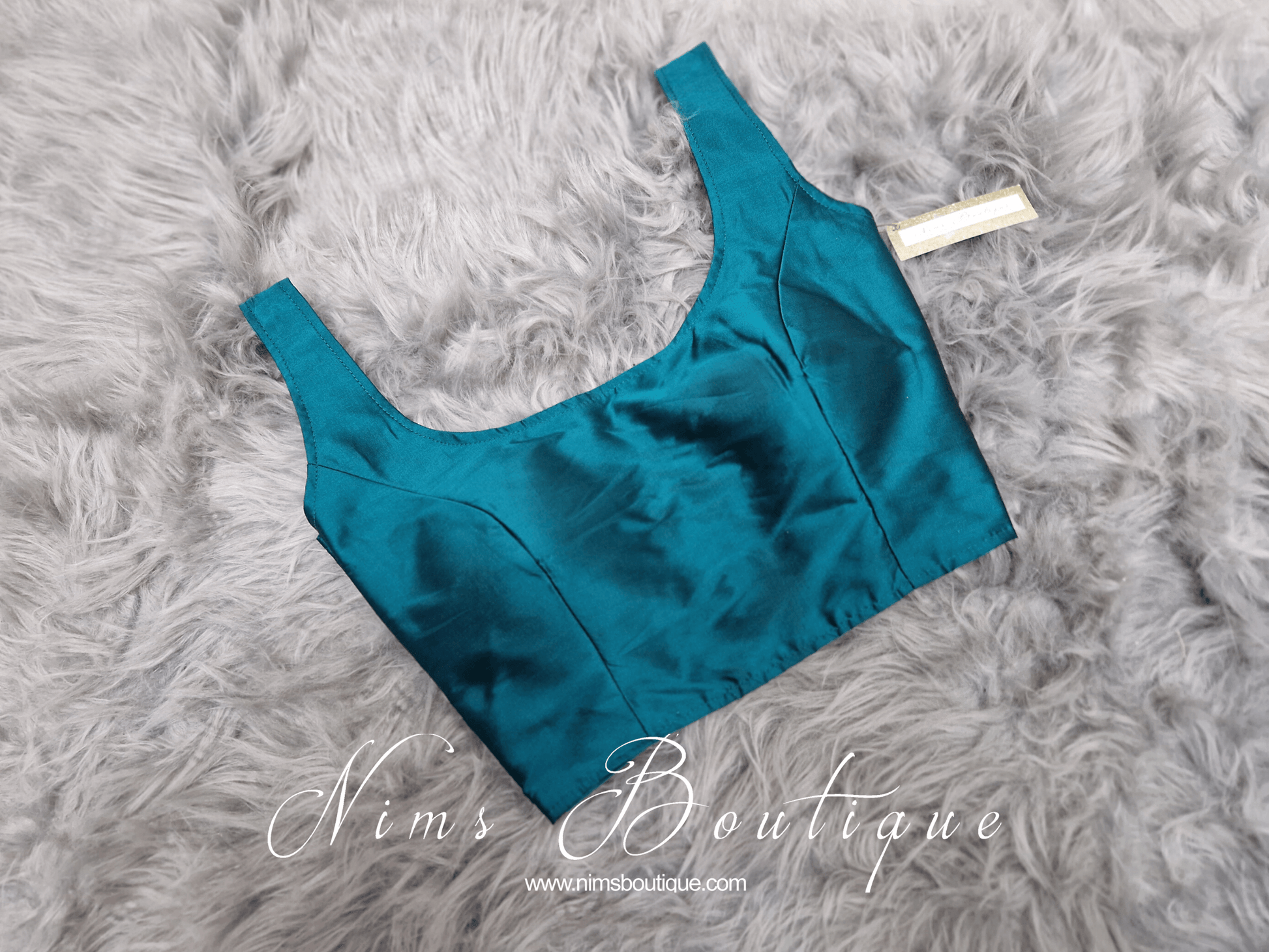 Nims Boutique The NB Teal Silk Blouse petite sizes 4-8
