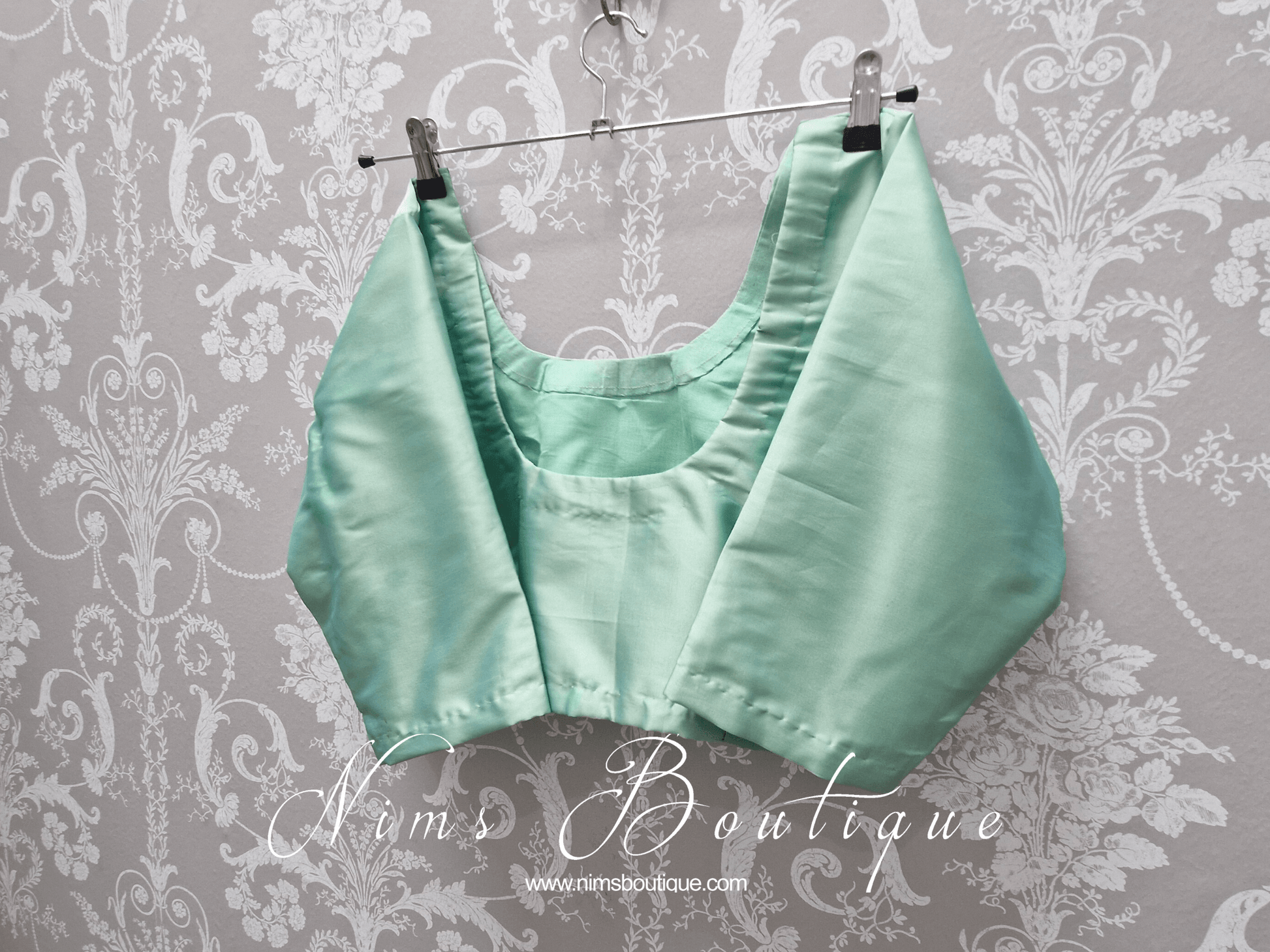 Nims Boutique Mint Pure Silk Scoop Neck Blouse with sleeves size 4-24