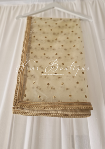 Luxury Light Gold Net Sequin Dupatta/Chunni (LNS5)