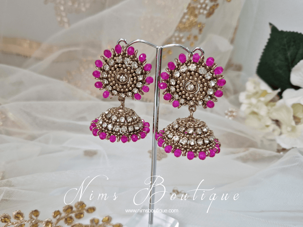 Nims Boutique Royal Chandni Antique Gold & Hot Pink Chumke
