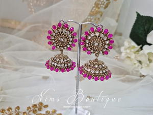 Nims Boutique Royal Chandni Antique Gold & Hot Pink Chumke