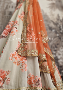 Dahlia Luxury Beige Floral Long Gown with Pajami (sizes 6-14)