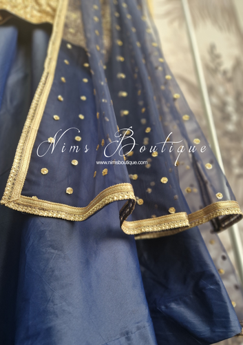 Luxury Navy Net Sequin Dupatta/Chunni (LNS10)