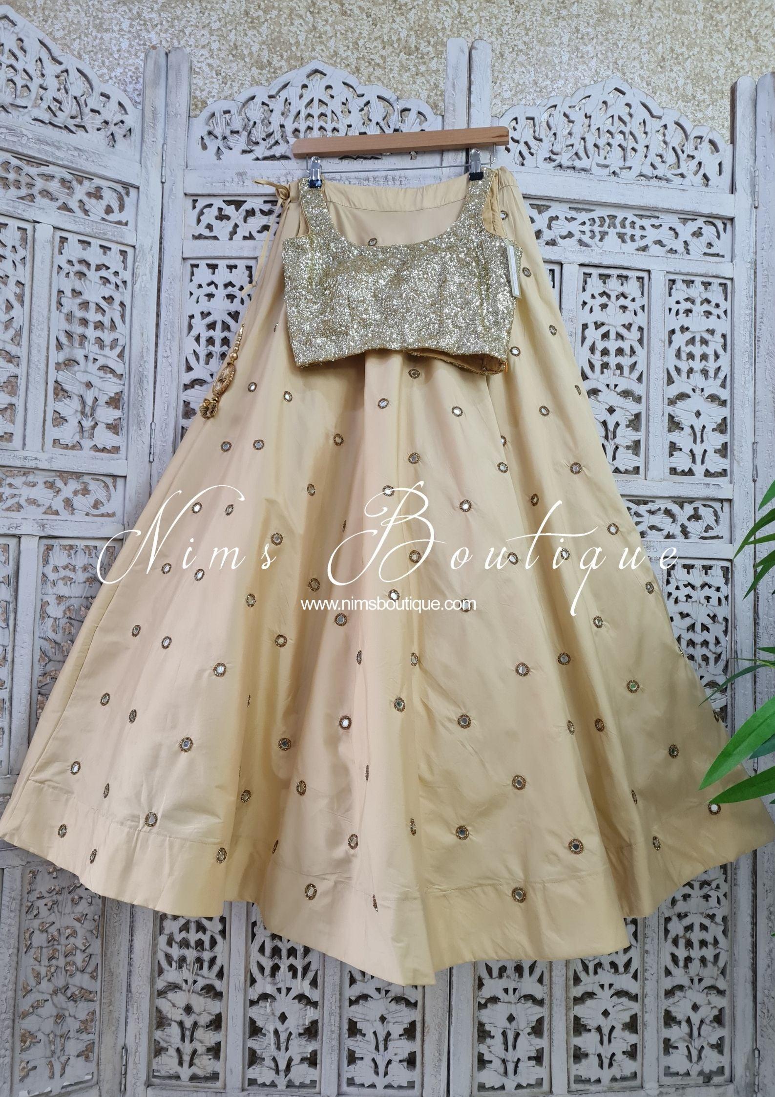 Nims Boutique Rani Luxury Gold Mirror readymade skirt/lehnga sizes 4-24