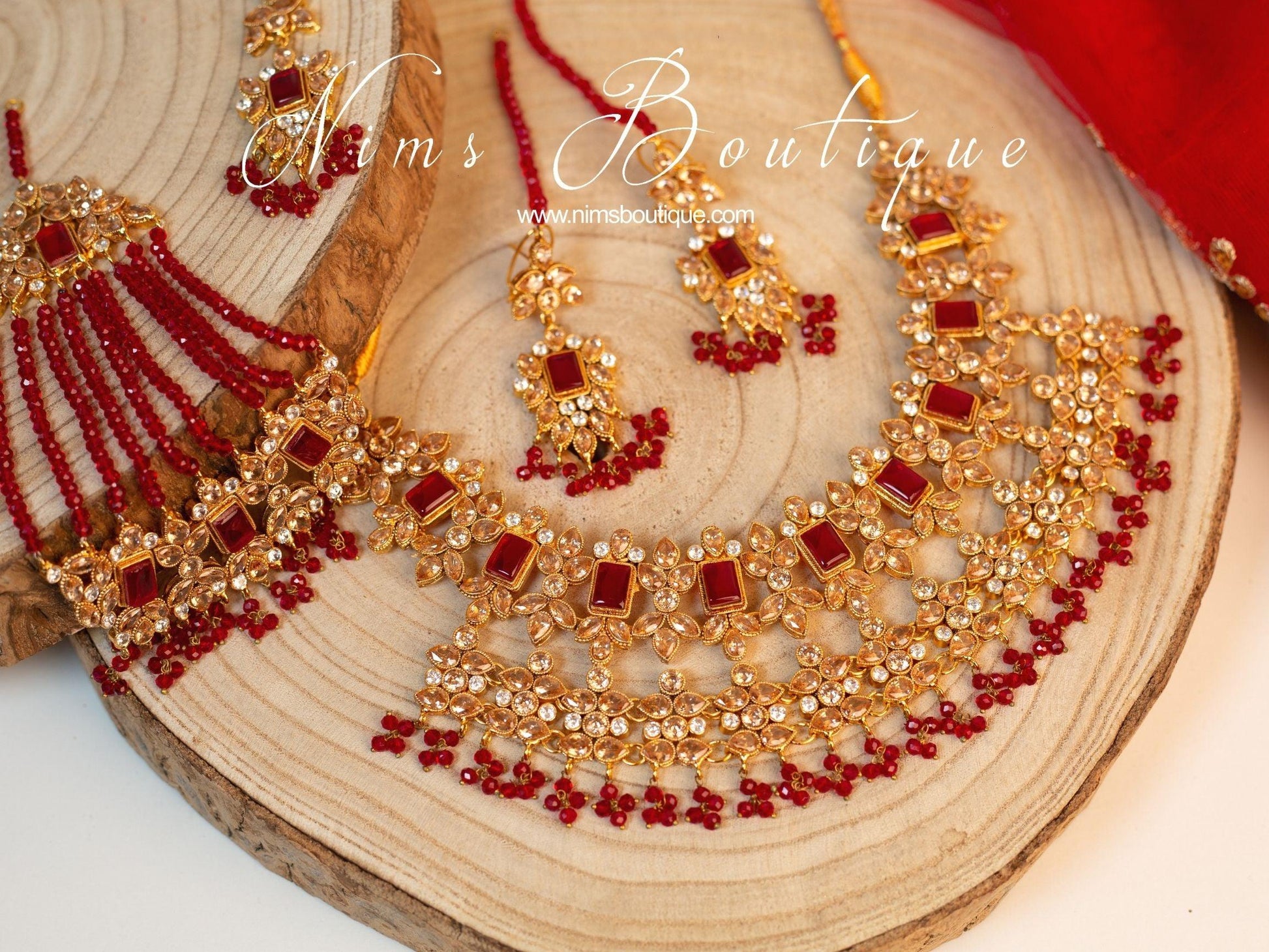 Nims Boutique Pari Maharani Red & Gold Set