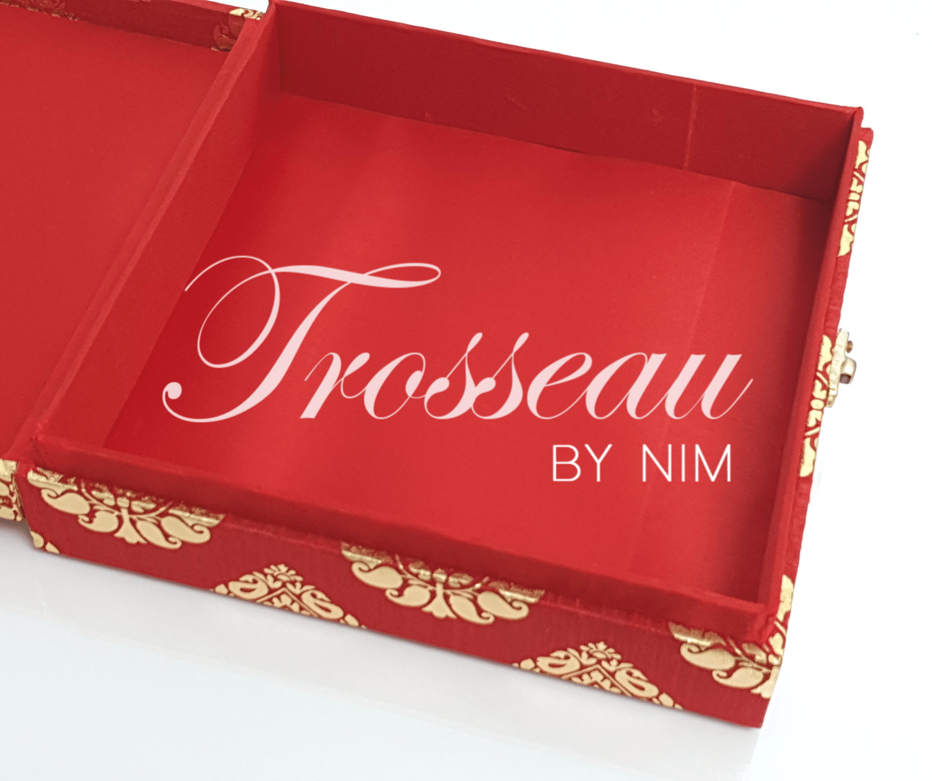 Nims Boutique Red Brocade Silk Jewellery Gift Box