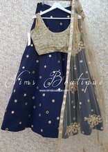 Rani Luxury Silk Navy Mirror readymade skirt/lehnga (sizes 4-22)