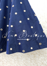 Raw Silk Navy Mirror readymade skirt/lehnga (sizes 4-22)