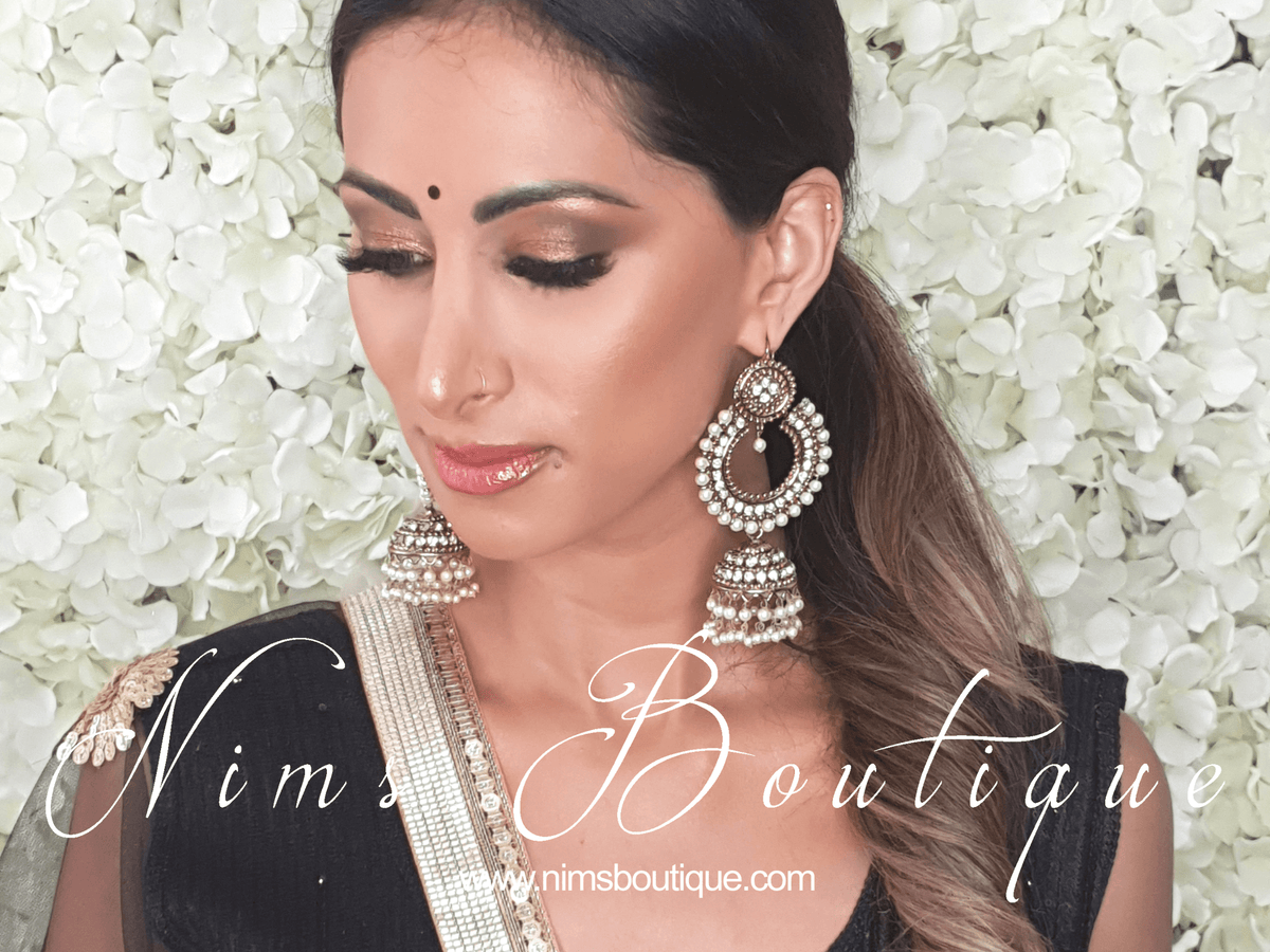 Nims Boutique Nish Antique Gold & Pearl Chumka Earrings