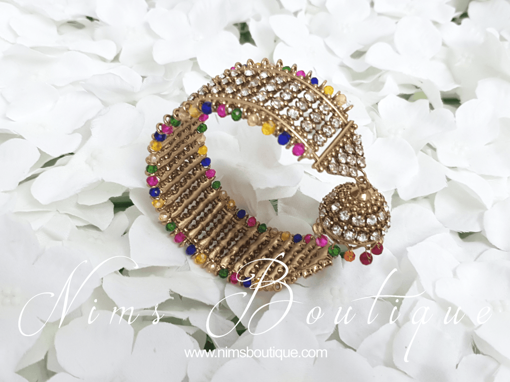 Nims Boutique Gold & Multicolour Royal Bracelet with hanging chumka 1