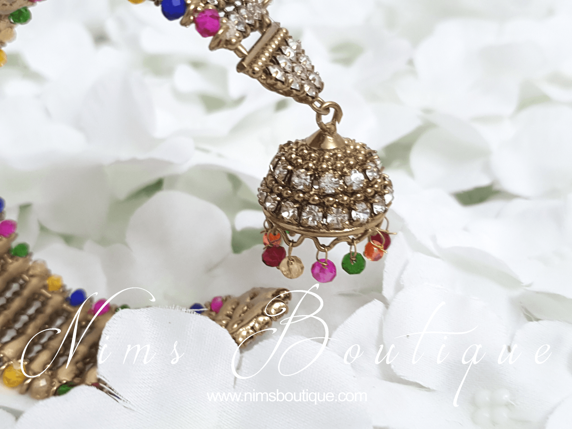 Nims Boutique Gold & Multicolour Royal Bracelet with hanging chumka 1