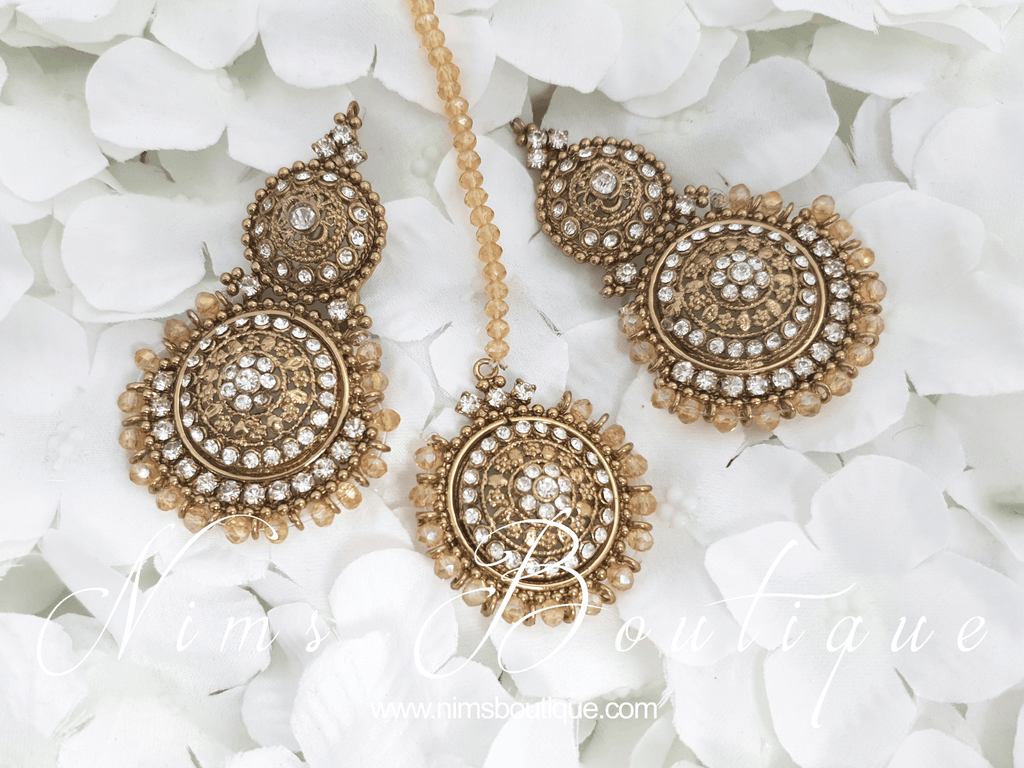 Nims Boutique Royal Gold Necklace with Clear stone