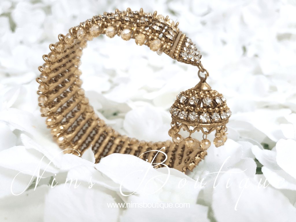 Nims Boutique Gold & Clear stone Royal Bracelet with chumka