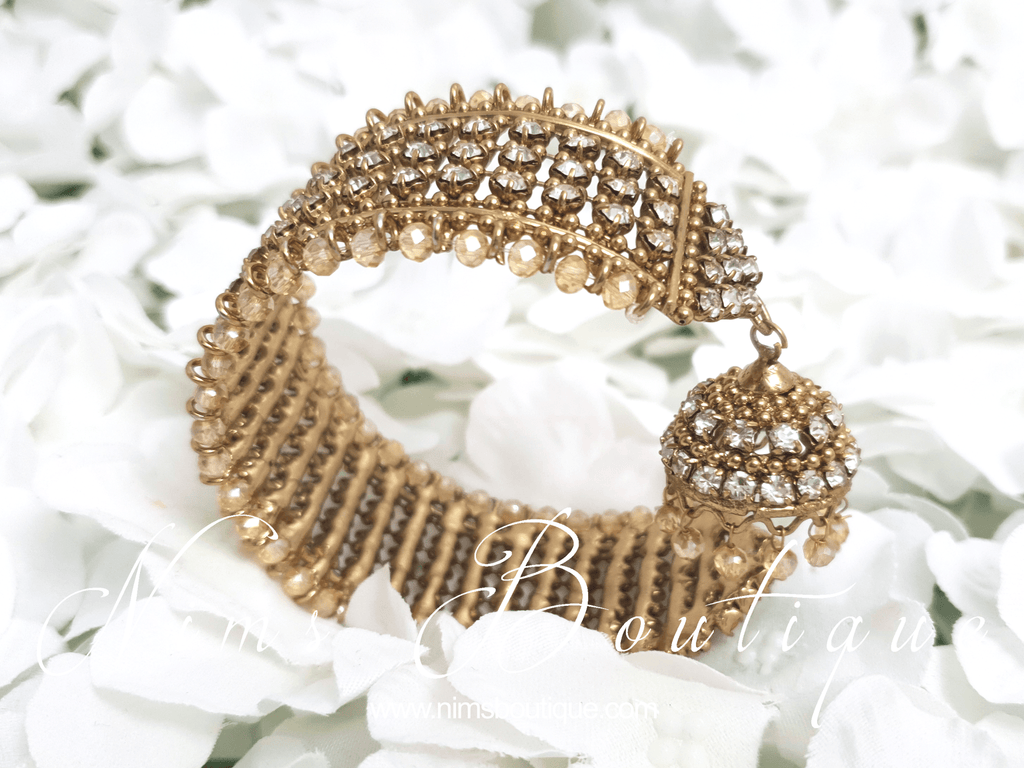 Nims Boutique Gold & Clear stone Royal Bracelet with chumka