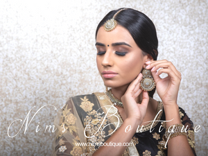 Royal Gold Tikka & Earrings Set with clear stone