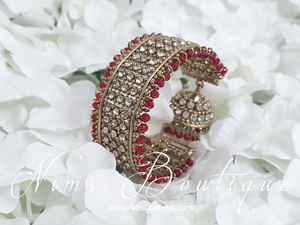 Red & Clear stone Royal Bracelet with chumka