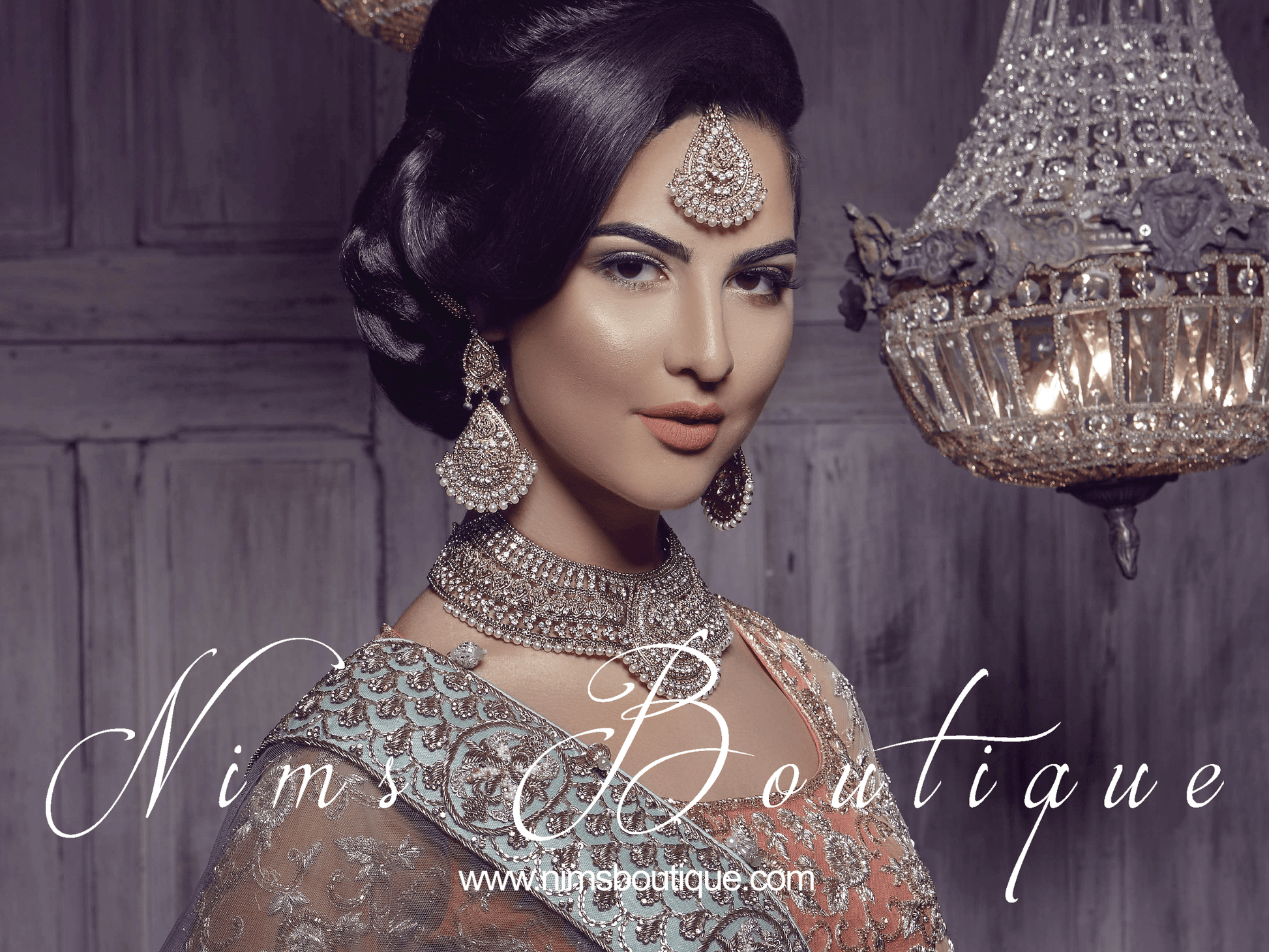 Nims Boutique Waheeda Antique Gold & Pearl Bridal Set