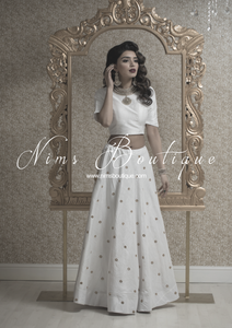 Luxury White Mirror readymade skirt/lehnga (size 4-20)