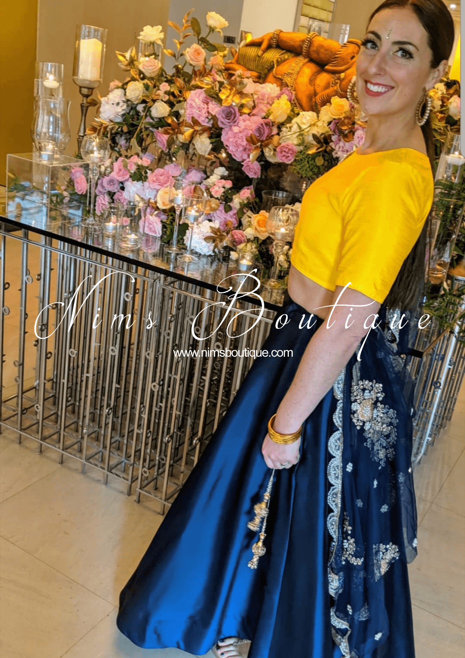 Nims Boutique Readymade Navy Silk skirt/lehnga sizes 4-22