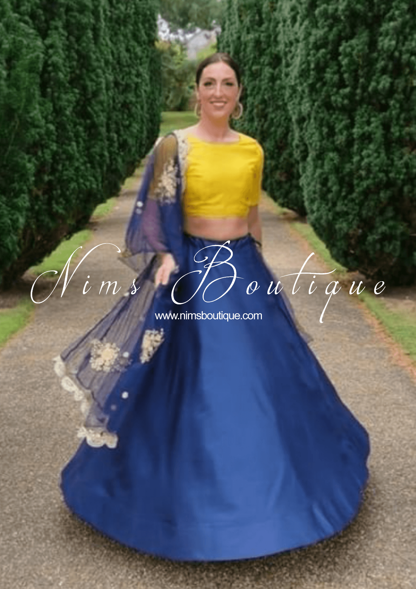 Nims Boutique Readymade Navy Silk skirt/lehnga sizes 4-22