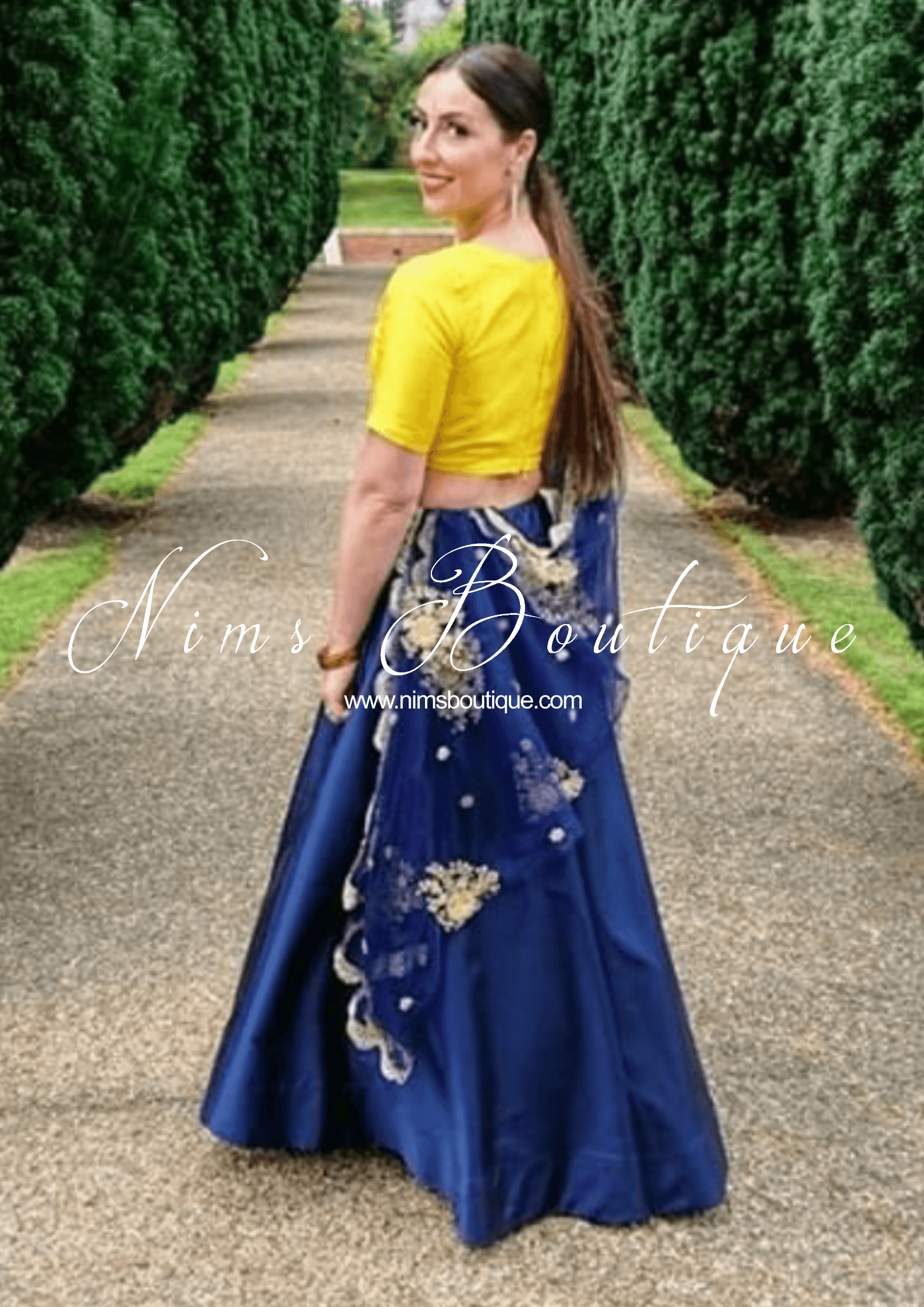 Nims Boutique Readymade Navy Silk skirt/lehnga sizes 4-22