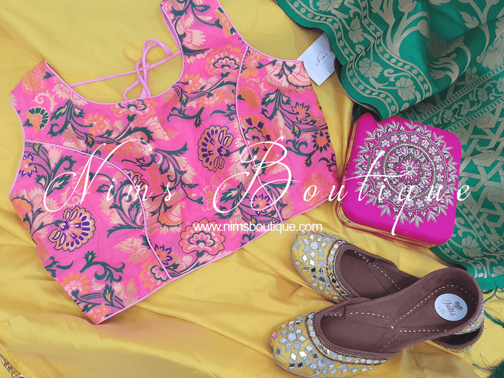 Nims Boutique Luxury Yellow Mirror Leather Punjabi Juttis