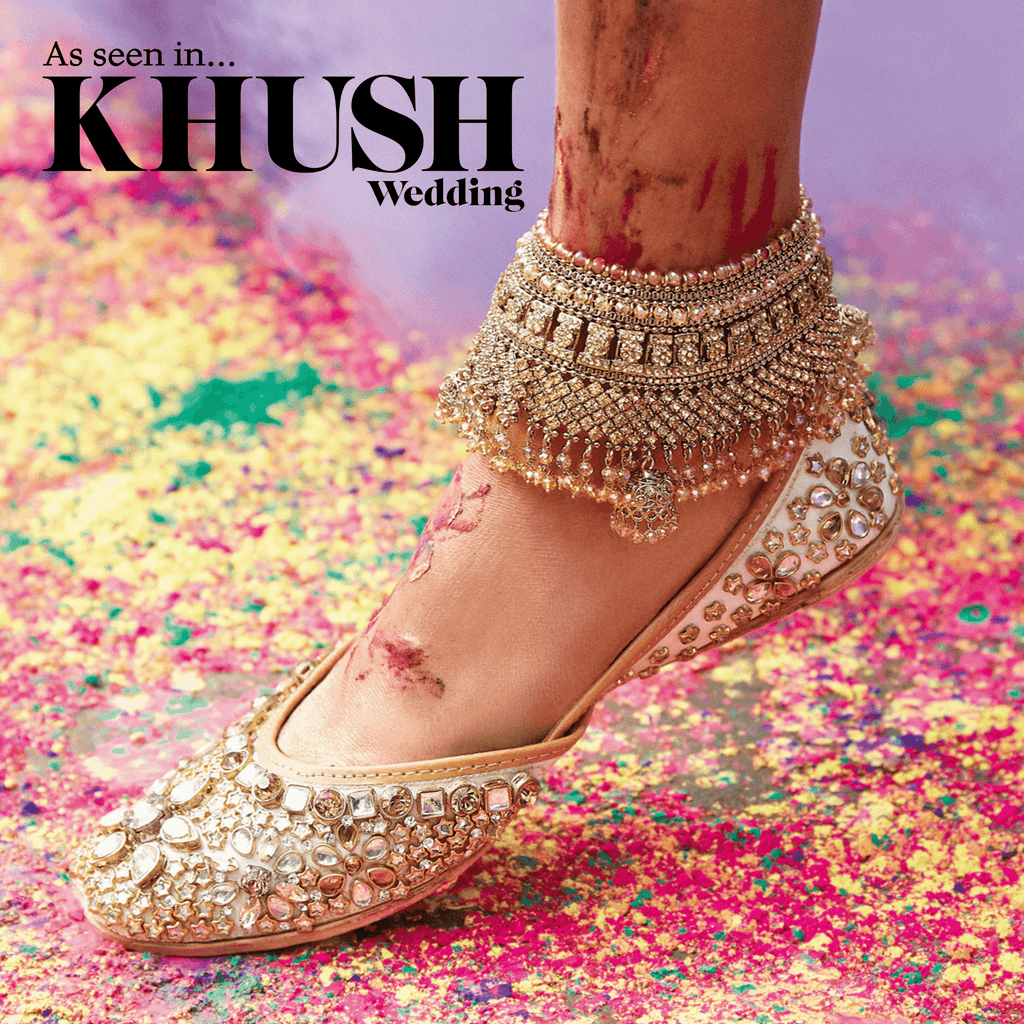 Nims Boutique Royal Shaadi Antique Gold & Gold stone Anklets