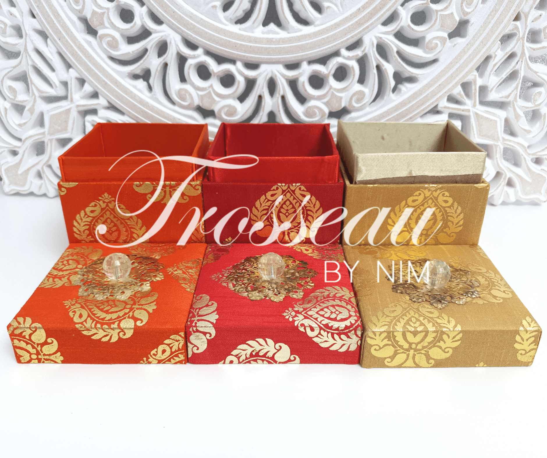 Nims Boutique Gold Silk Brocade Favor Box