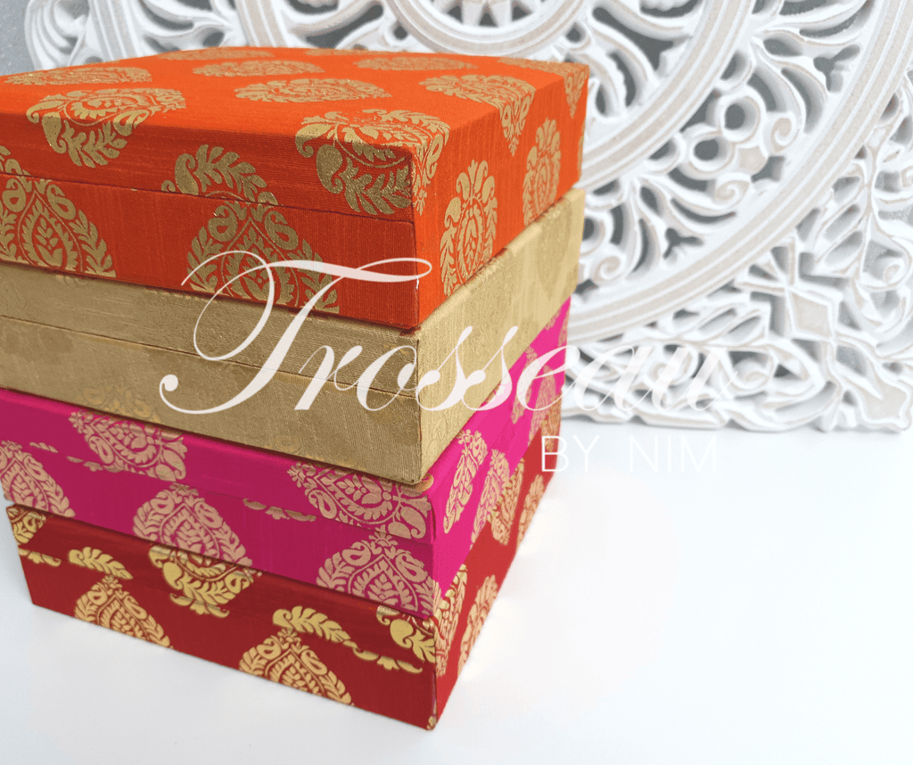 Nims Boutique Red Brocade Silk Jewellery Gift Box