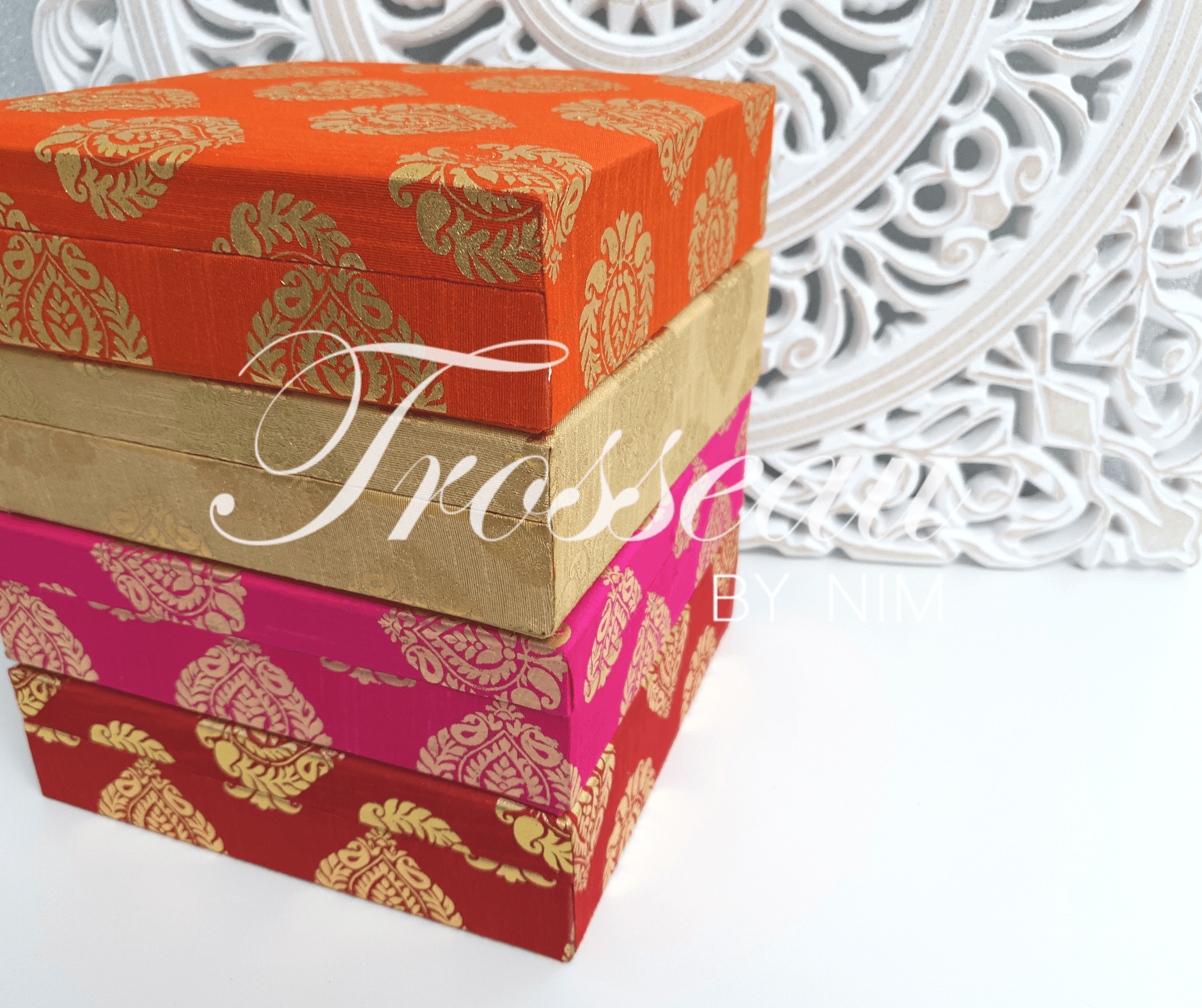 Nims Boutique Red Brocade Silk Jewellery Gift Box