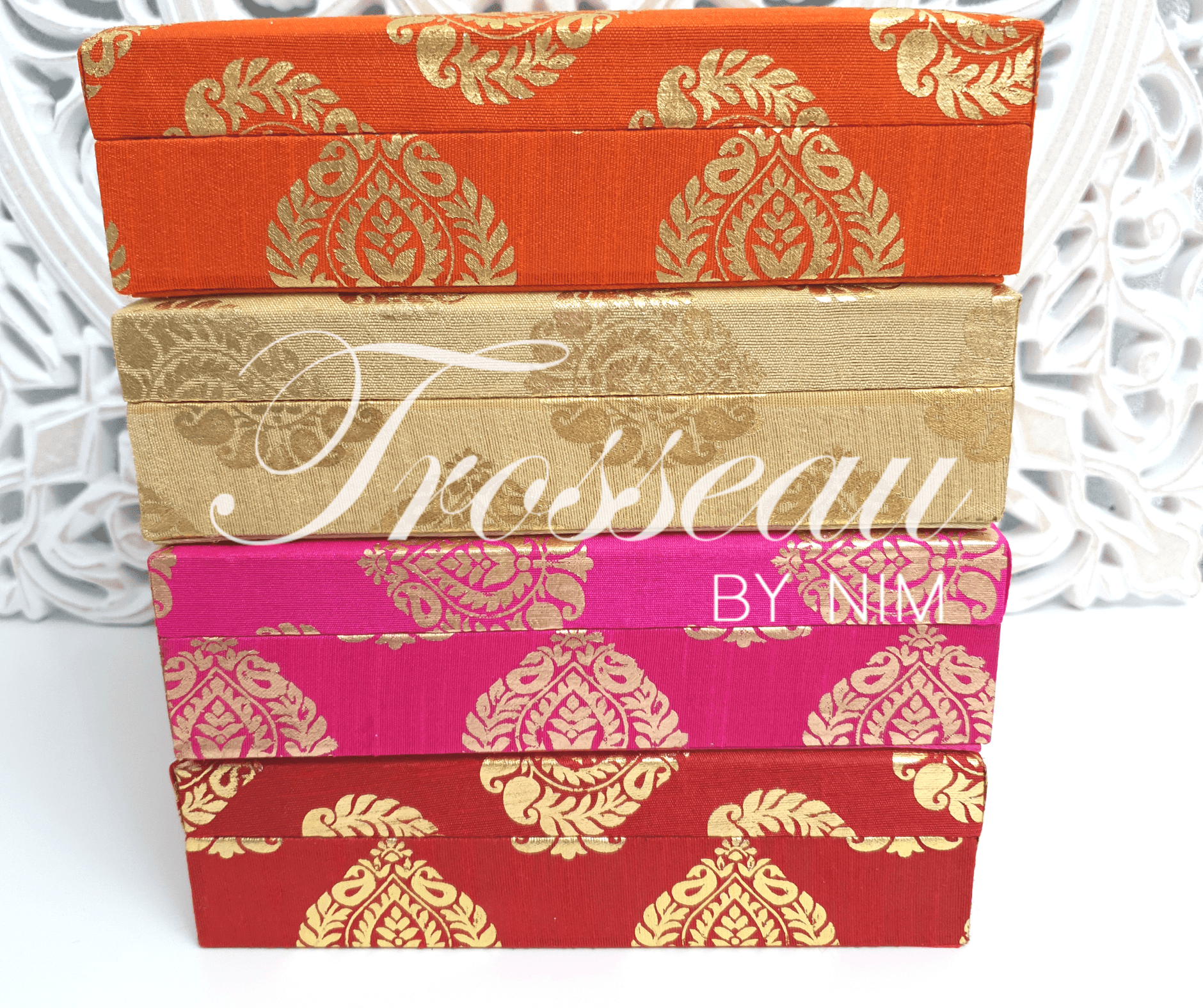 Nims Boutique Red Brocade Silk Jewellery Gift Box