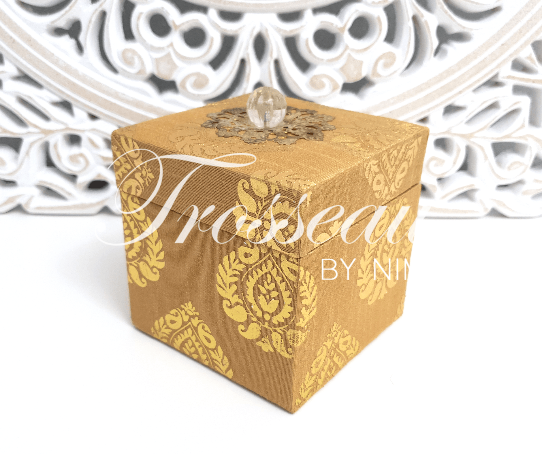 Nims Boutique Gold Silk Brocade Favor Box