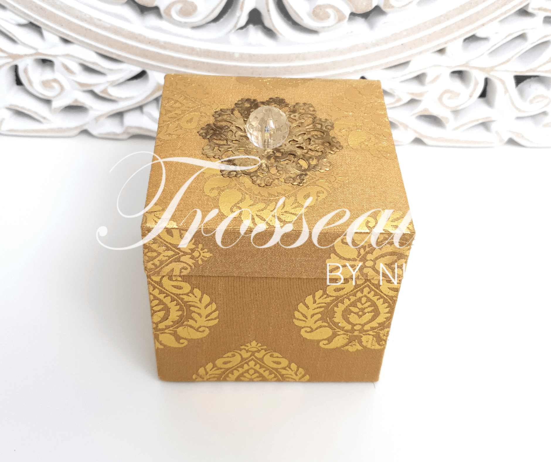 Nims Boutique Gold Silk Brocade Favor Box
