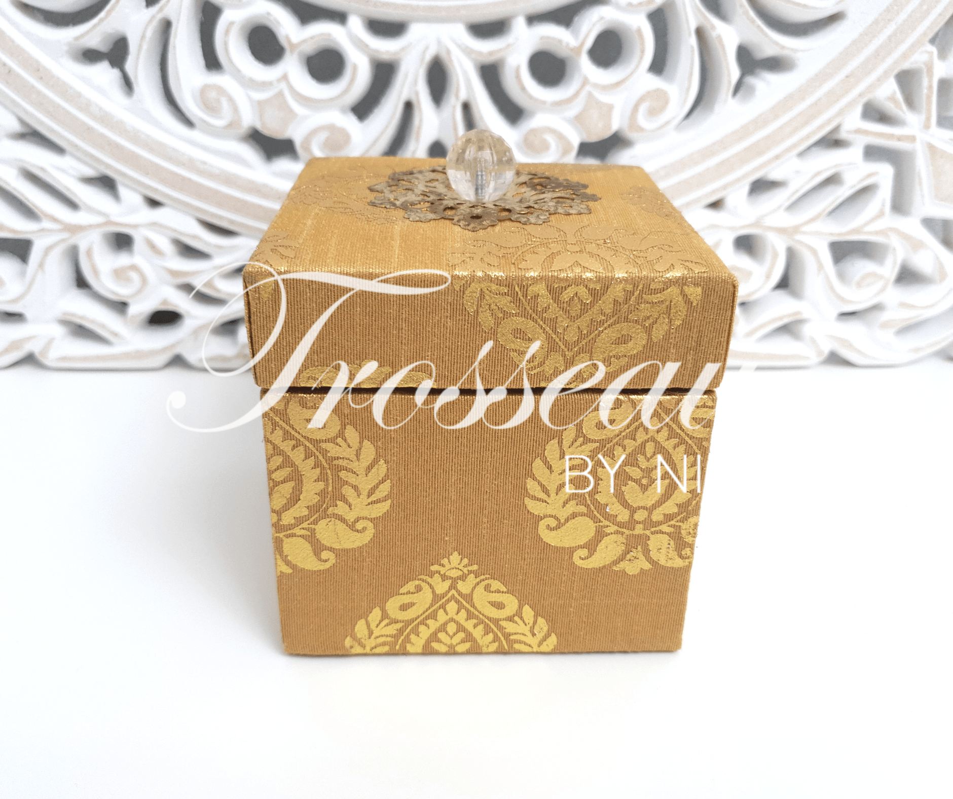 Nims Boutique Gold Silk Brocade Favor Box