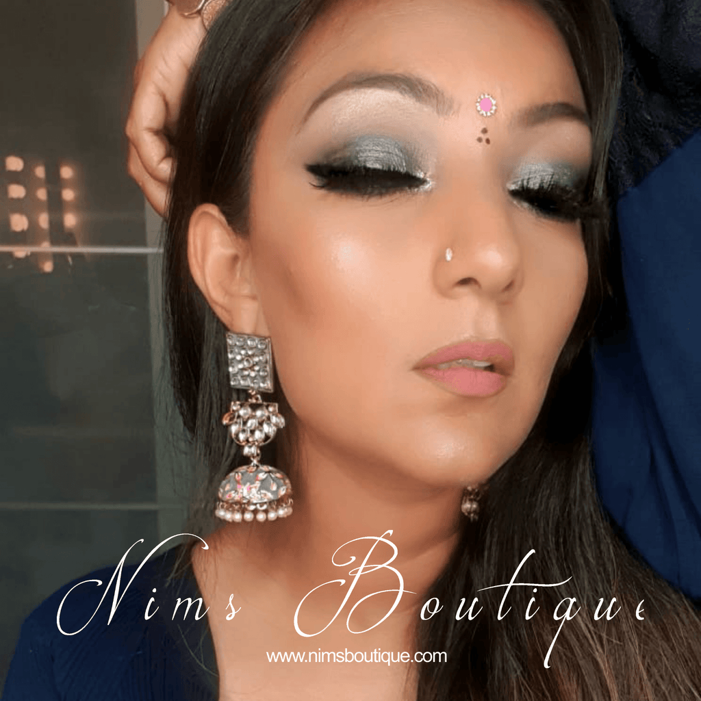 Nims Boutique Payal Grey Blossom Chumke Earrings