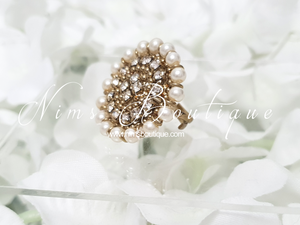 Nims Boutique Royal Pearl & Clear Stone Ring