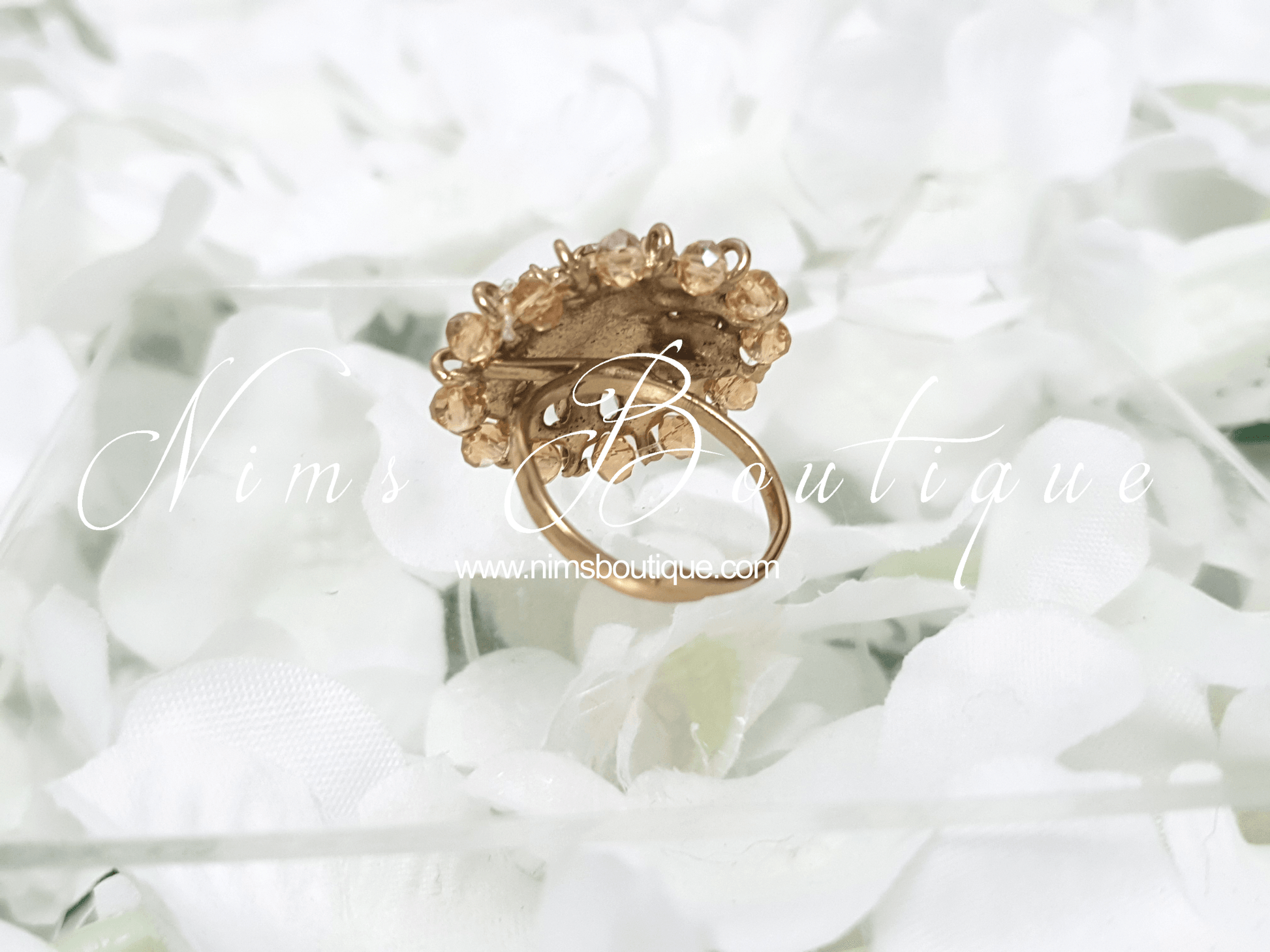 Nims Boutique Royal Gold & Clear Stone Ring