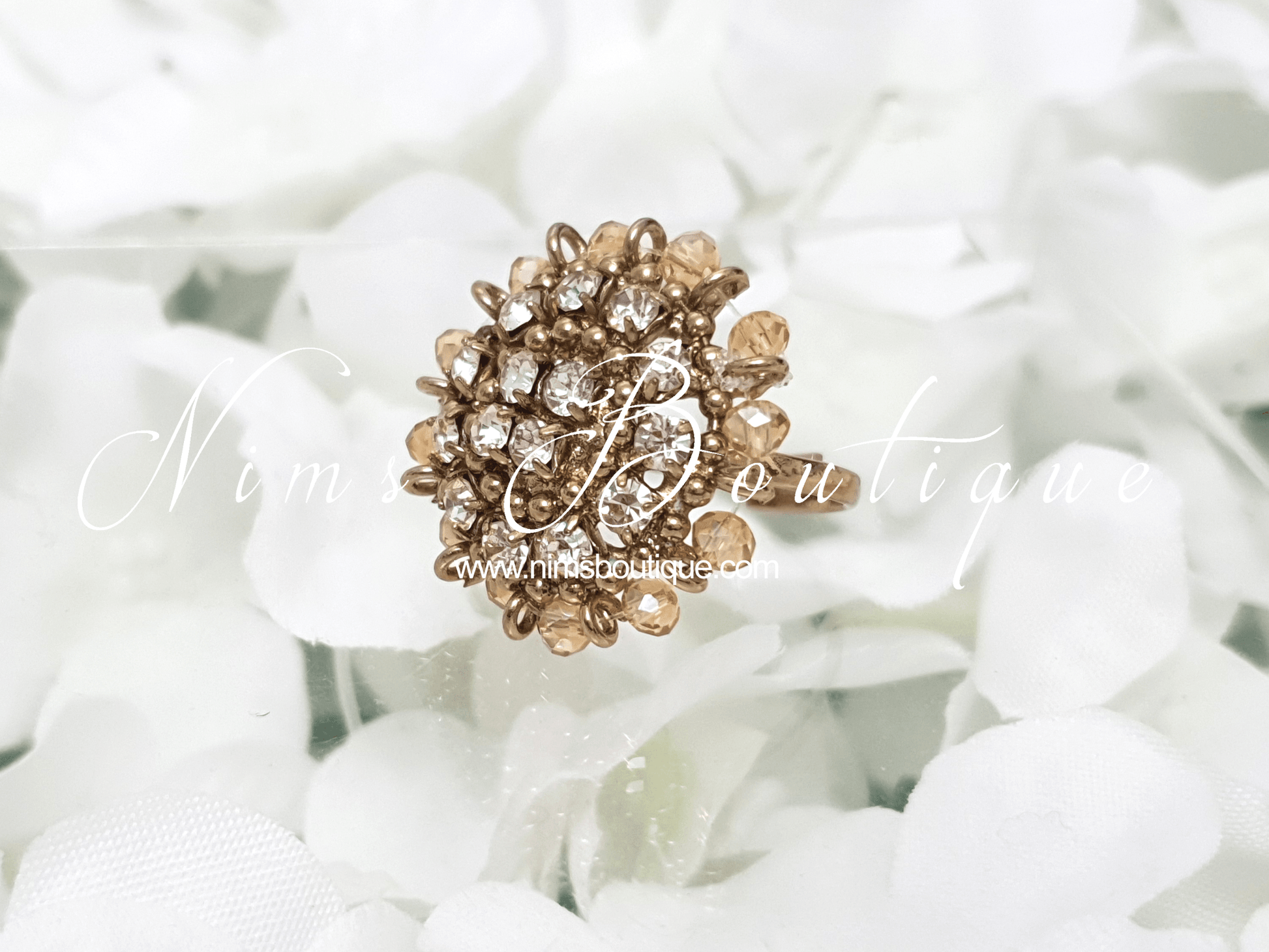Nims Boutique Royal Gold & Clear Stone Ring