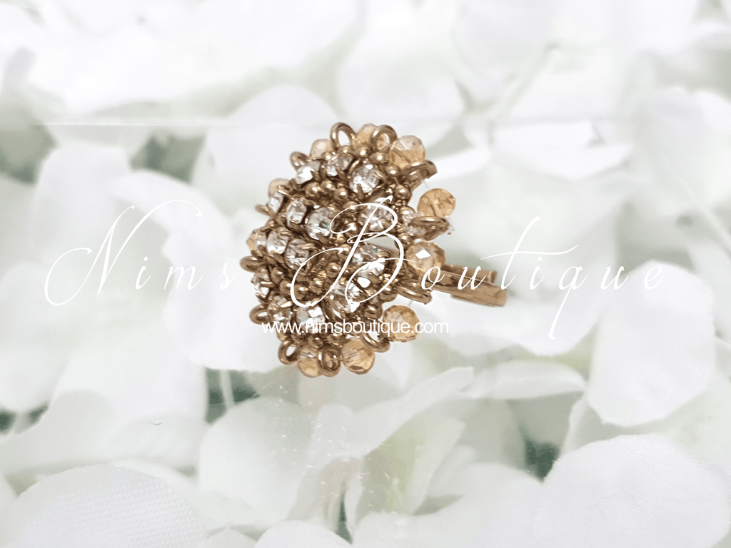 Nims Boutique Royal Gold & Clear Stone Ring