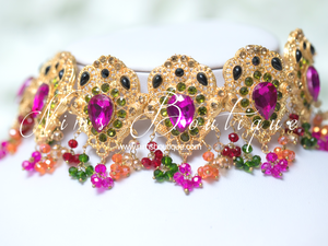 Maharani Multicolour Gold Stone & Multicolour Choker Set