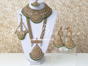 Waheeda Royal Antique Gold & Green Shaadi Set