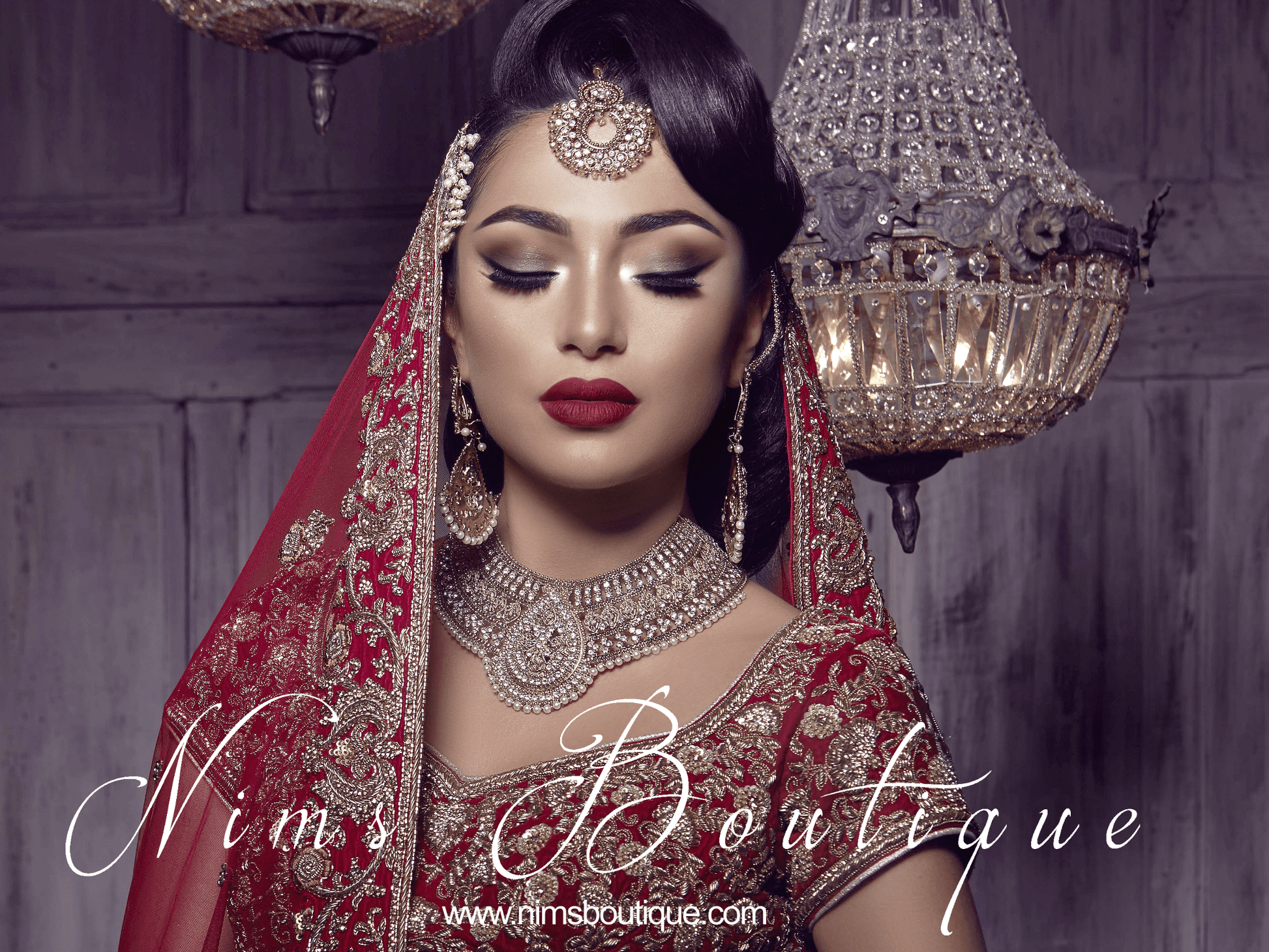 Nims Boutique Waheeda Antique Gold & Pearl Bridal Set