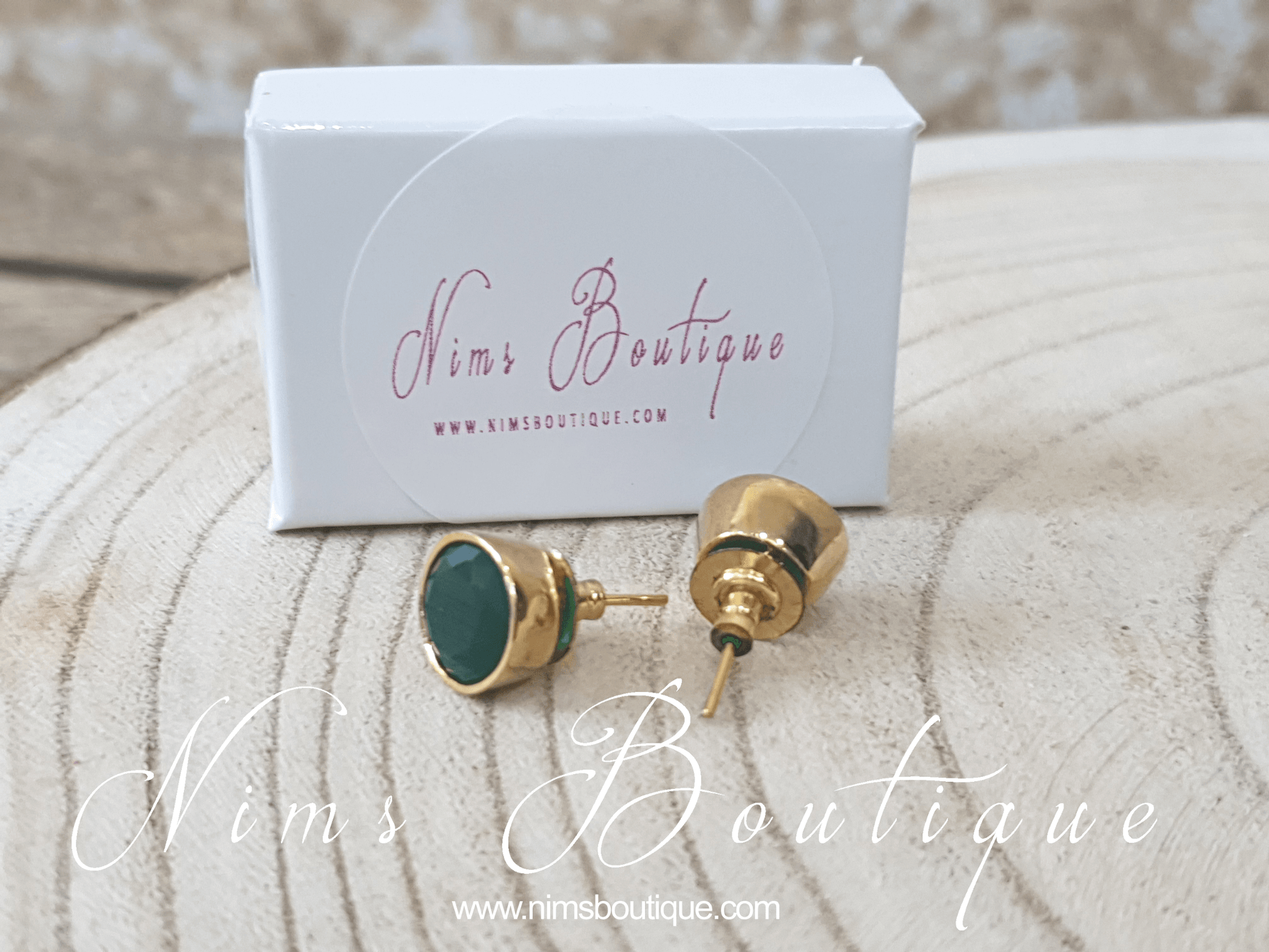 Nims Boutique The NB Green stud earrings