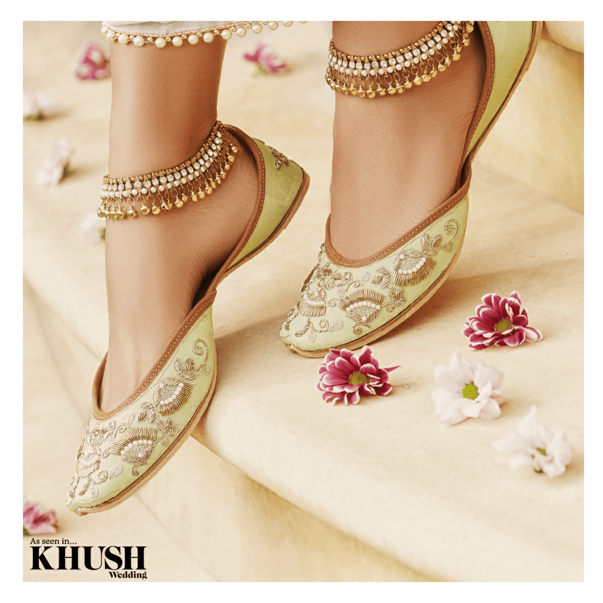 Nims Boutique Antique Gold Ghungroo Anklets with Bells
