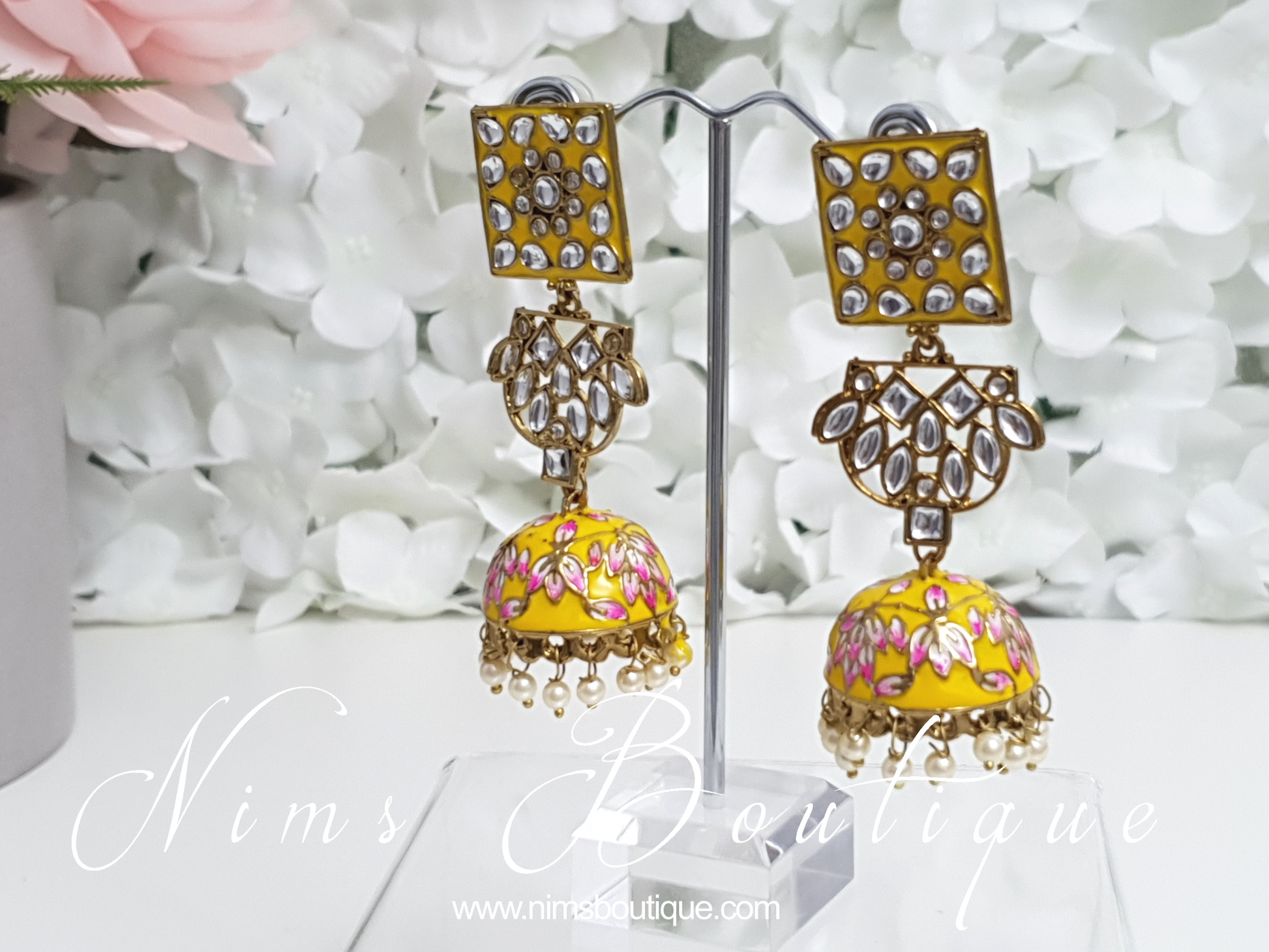 Nims Boutique Payal Yellow Blossom Chumke Earrings