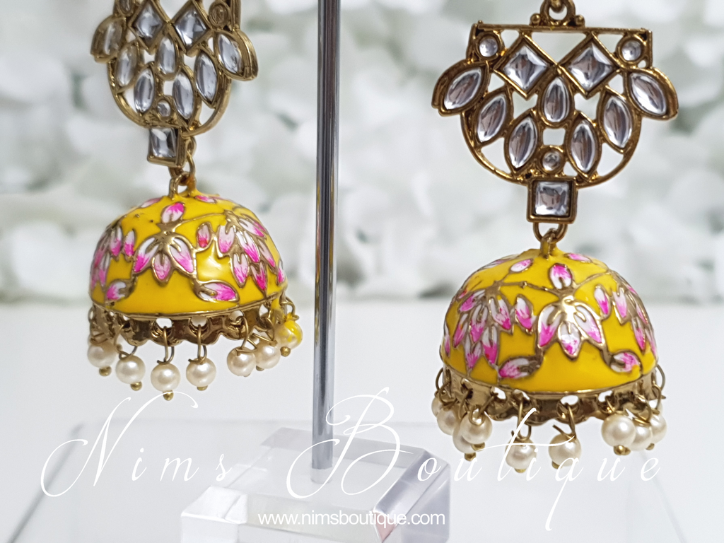 Nims Boutique Payal Yellow Blossom Chumke Earrings