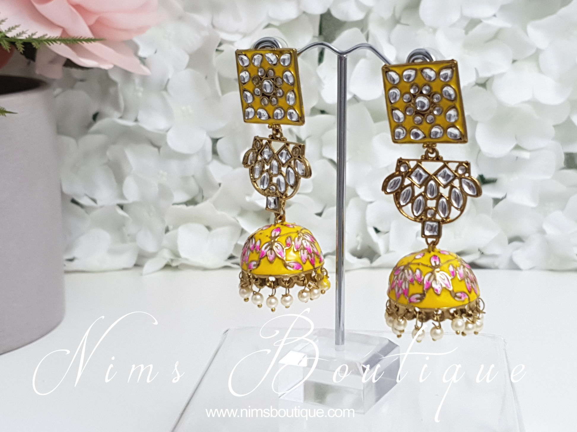 Nims Boutique Payal Yellow Blossom Chumke Earrings