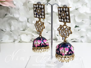 Payal Navy Blossom Chumke Earrings