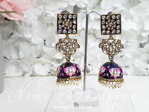 Payal Navy Blossom Chumke Earrings